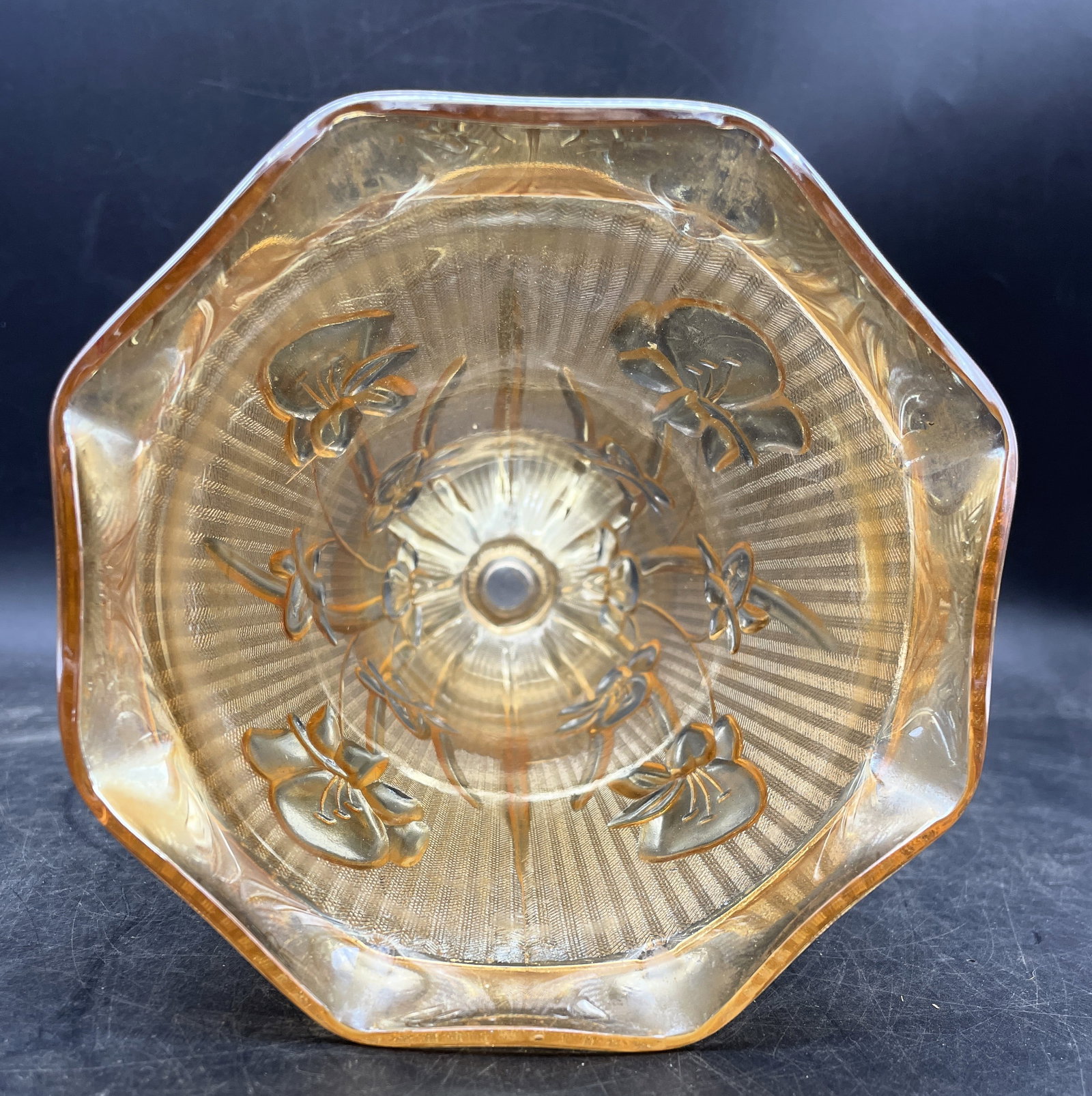 Vintage Jeanette Carnival Glass Vase Iridescent - 4