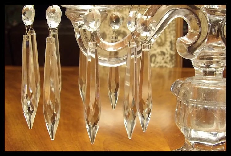 Heisey Old Williamsburg Candelabra #301 Two-Light with Prisms - 12