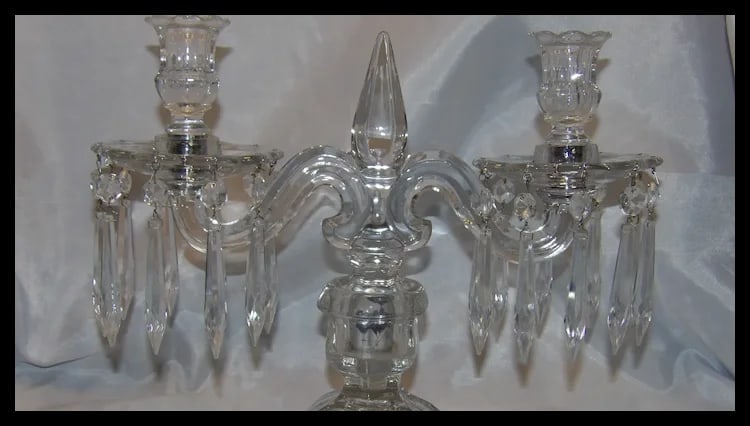 Heisey Old Williamsburg Candelabra #301 Two-Light with Prisms - 3