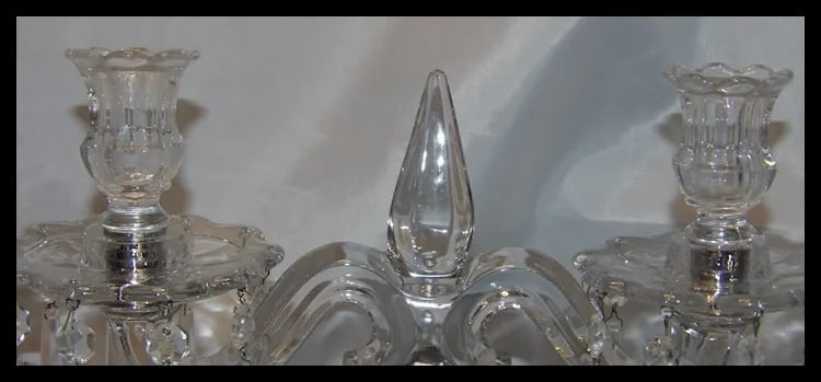 Heisey Old Williamsburg Candelabra #301 Two-Light with Prisms - 7