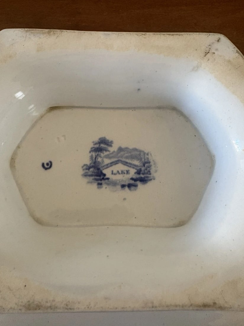 Lake Pattern Staffordshire Covered Vegetable Bowl - 5