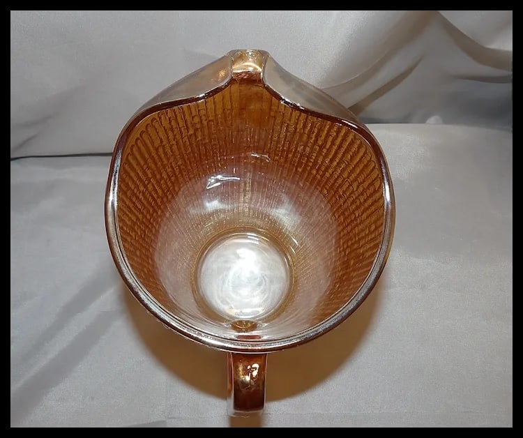 Vintage Jeannette Glass Iridescent Marigold Tree Bark Pattern Pitcher & 9 Rare (23 oz) Iced Tea - 15