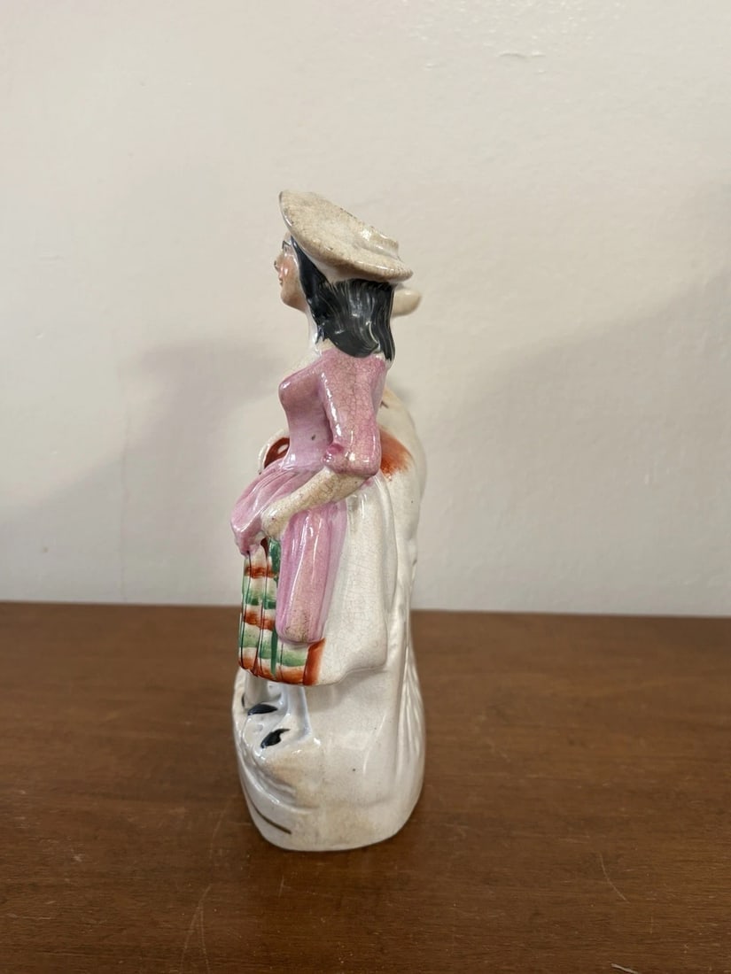 Staffordshire Woman W/ Cow Spill Vase - 4