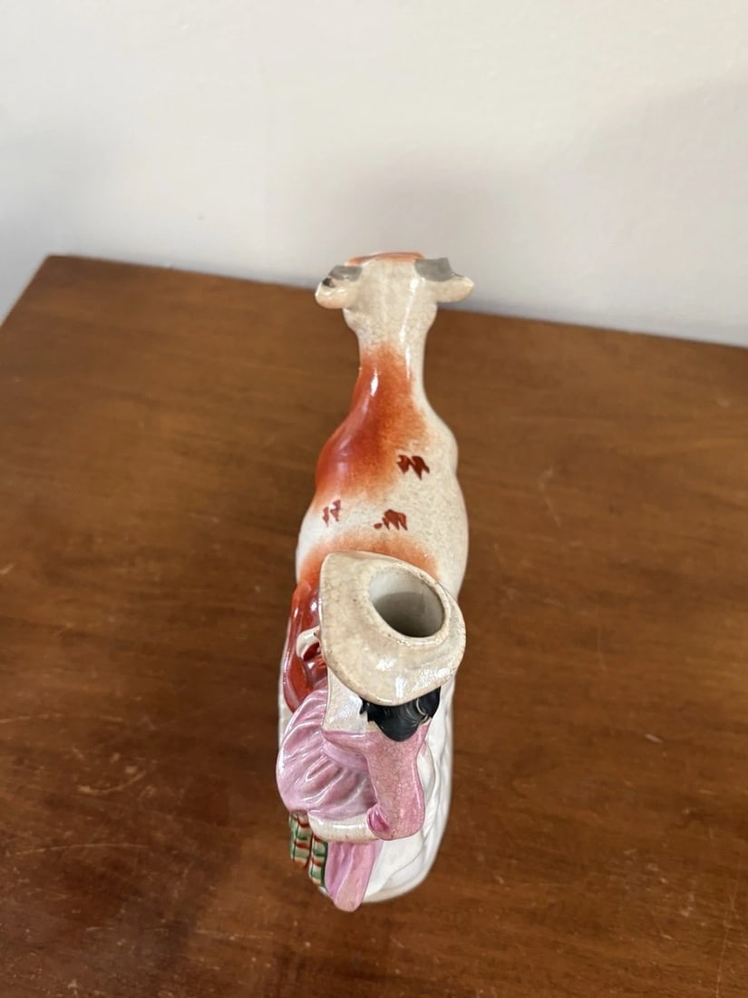 Staffordshire Woman W/ Cow Spill Vase - 5