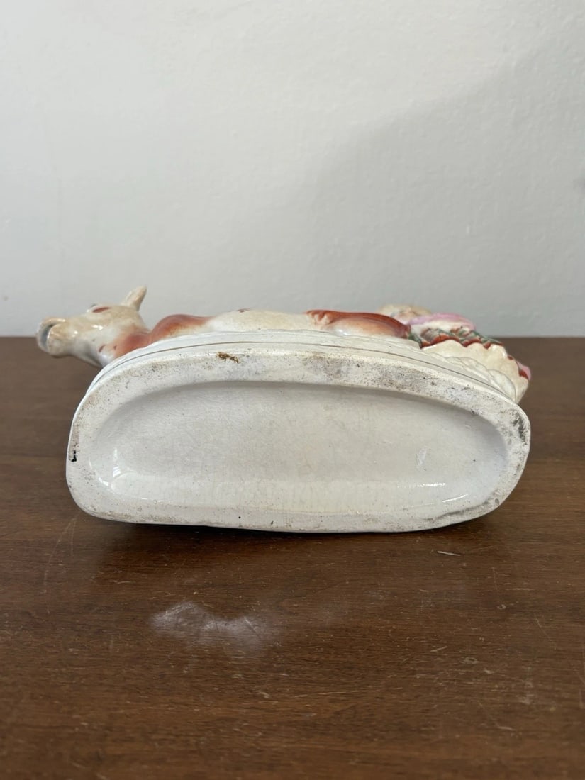 Staffordshire Woman W/ Cow Spill Vase - 6