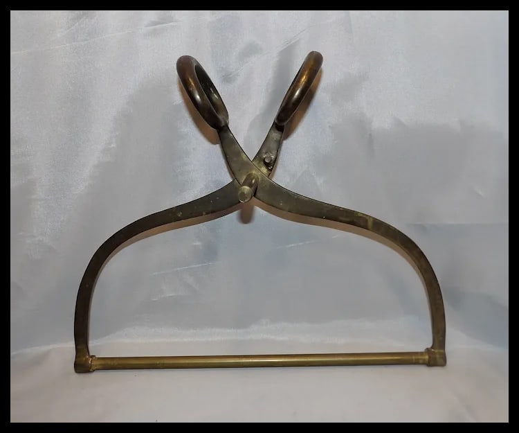 Vintage Brass Decorative Ice Block Tongs Towel Bar - 2