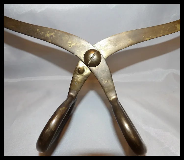 Vintage Brass Decorative Ice Block Tongs Towel Bar - 5