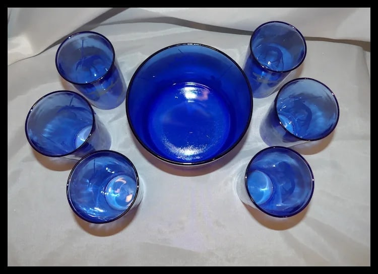 1930’s Cobalt Blue 8 Piece Dog Show (Scottie, Shih Tzu, Boxer, Afghan,) Sportsman Series Ice - 4