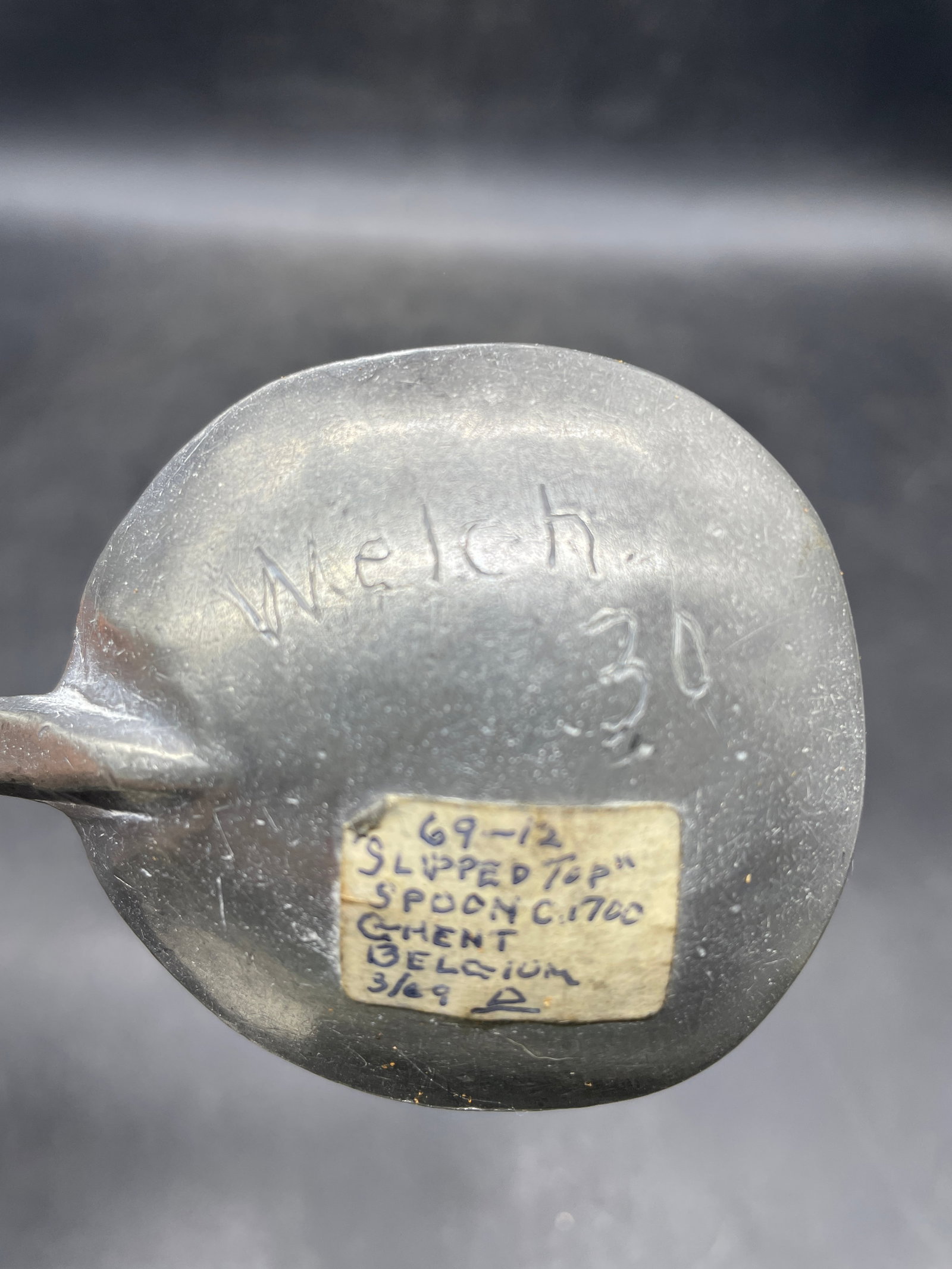 RARE Antique C 1700 Pewter slip top Spoon Maker Marks Ghent Belgium - 5