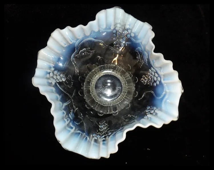 Jefferson 8” Footed Crimped Grape Vine Opalescent Bowl - 2