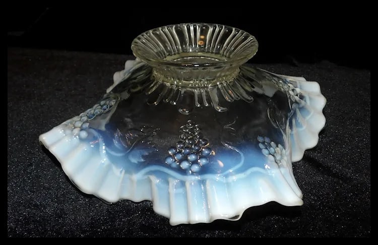 Jefferson 8” Footed Crimped Grape Vine Opalescent Bowl - 6