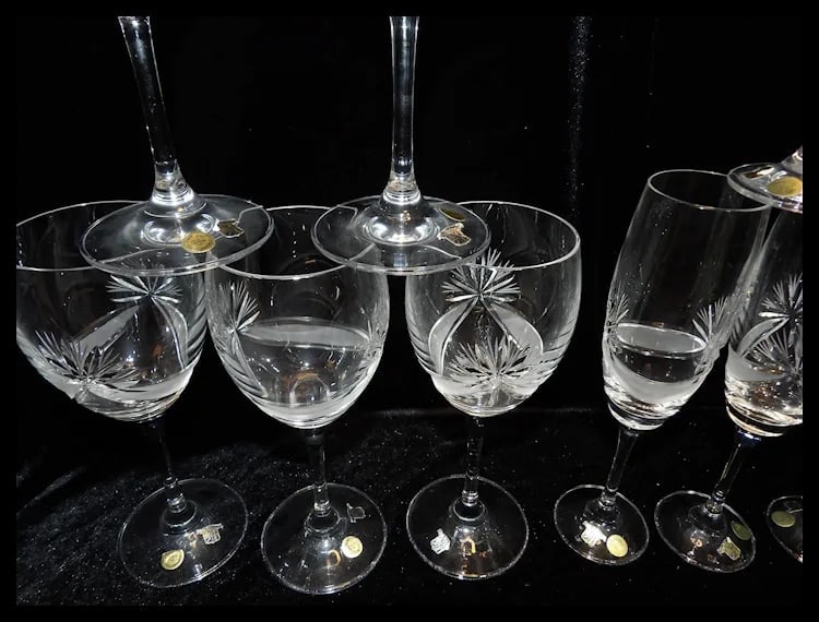 Sklo Bohemian Czech Republic Crystal Stemware NOS with Labels - 3
