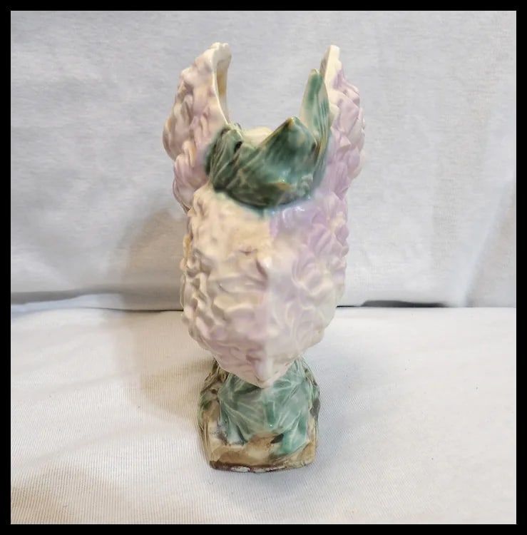 Vintage 1950 McCoy Pottery Chrysanthemum Pink Figural Flower Vase Planter - 4