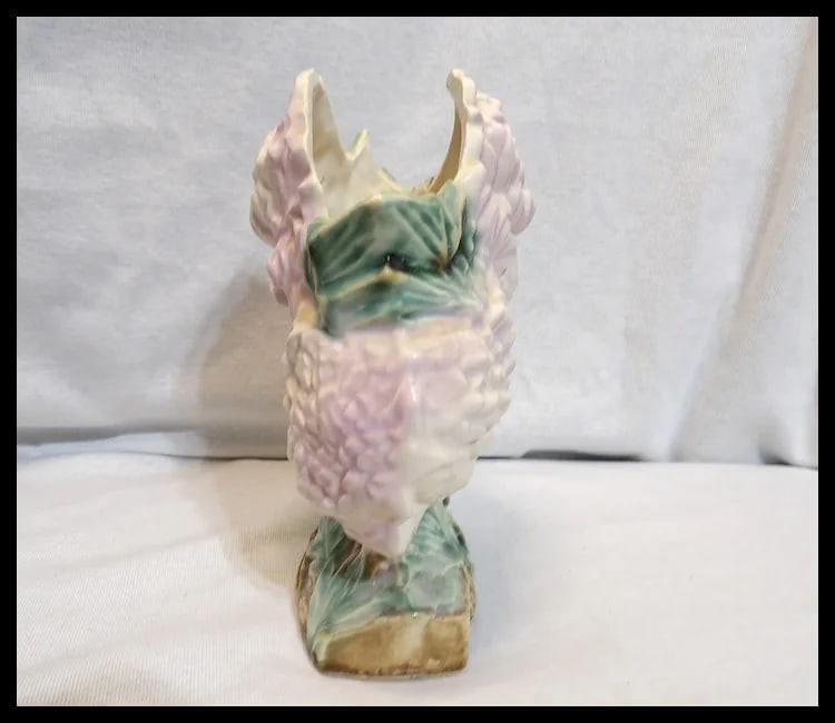 Vintage 1950 McCoy Pottery Chrysanthemum Pink Figural Flower Vase Planter - 6