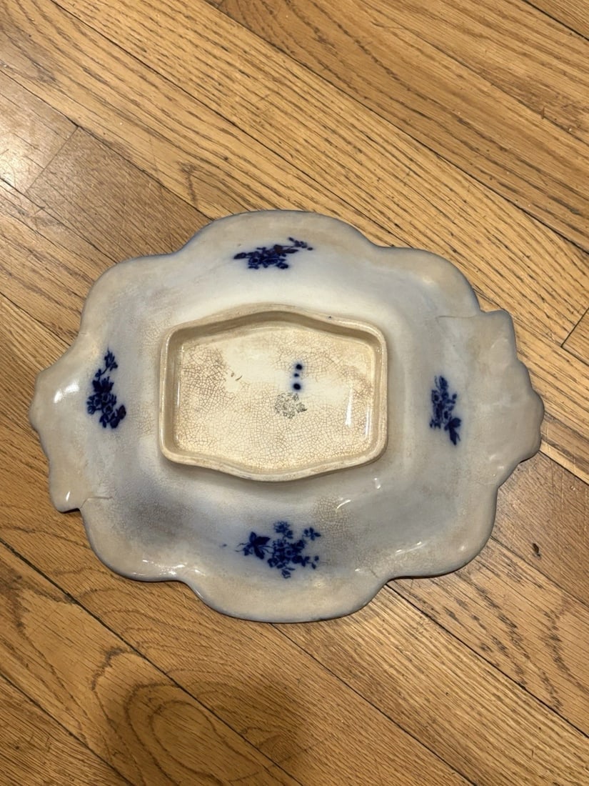 Floral Handled Labelle Flow Blue Bowl - 3