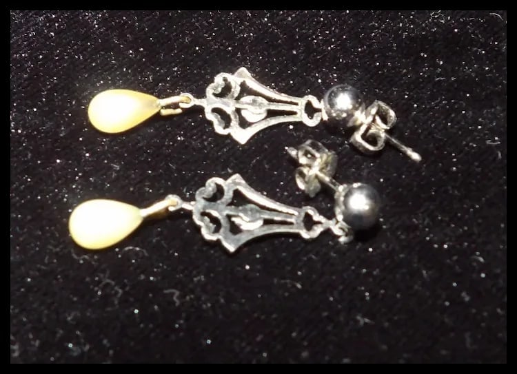 Sterling Silver Post Earrings with Faux Pearls - 5