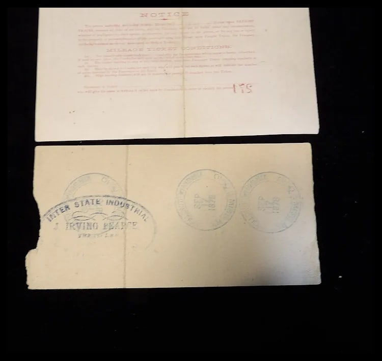 Antique Rail Road Tickets and Passes of the Peoria, Pekin and Jacksonville R.R.-Cairo and Vincennes - 10