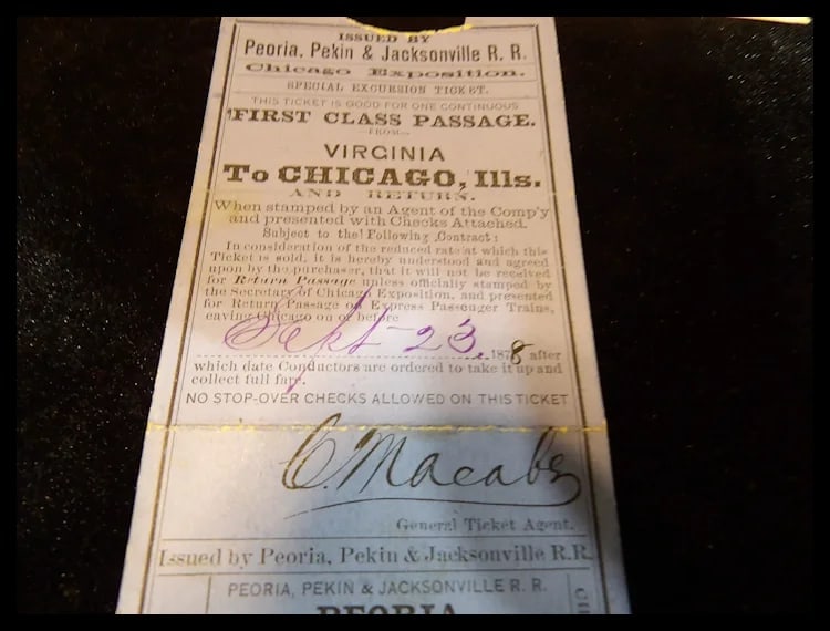 Antique Rail Road Tickets and Passes of the Peoria, Pekin and Jacksonville R.R.-Cairo and Vincennes - 6