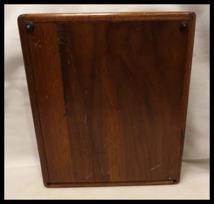Antique Wooden Poker Chip Box with Clay Poker Chips - 12