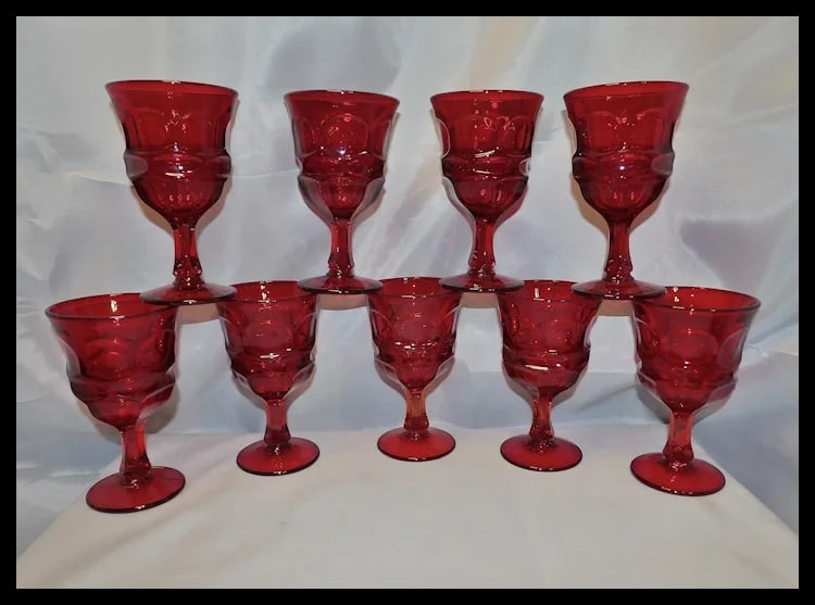 Fostoria Argus Ruby Red Footed Water Goblets - 2
