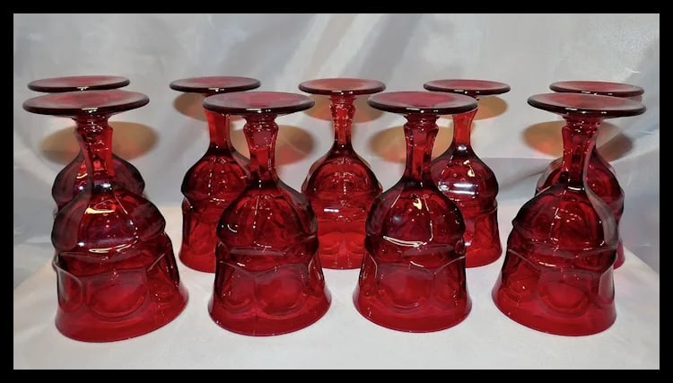 Fostoria Argus Ruby Red Footed Water Goblets - 4