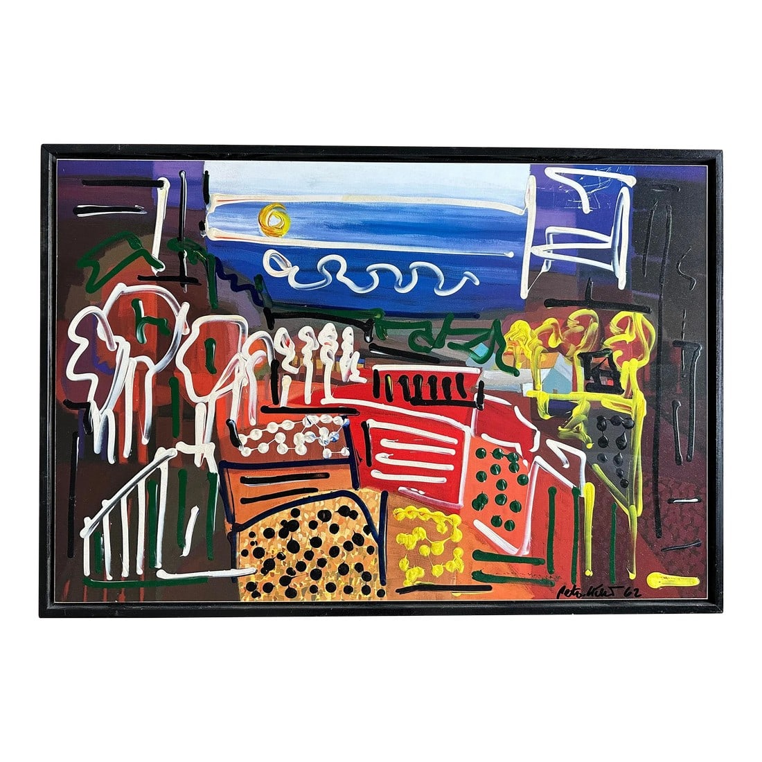 Paris Nights Painting by Artist Peter Keil: Peter Keil is a German artist that focuses primarily on abstract expressionism. Keil painted with some of the greats including Joan MirÃ³, Pablo Picasso and Andy Warhol, to name a few. This 