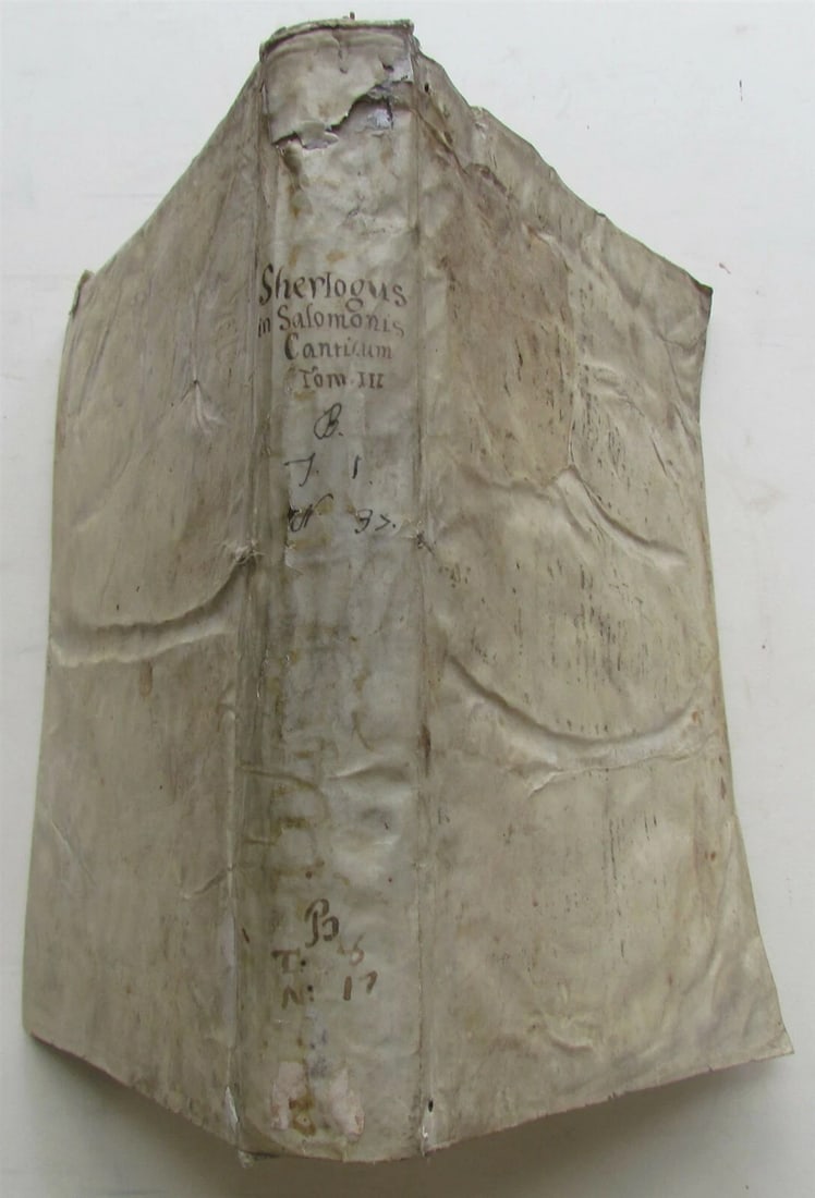 1641 VELLUM BINDING FOLIO COGITATIONES IN SALOMONIS CANTICORUM ANTIQUE: Title: 1641 VELLUM BINDING FOLIO COGITATIONES IN SALOMONIS CANTICORUM ANTIQUE Description: Cogitationes in Salomonis Canticorum Canticum : ex triplici vestigatione humana, sacra, didactica : volumen t