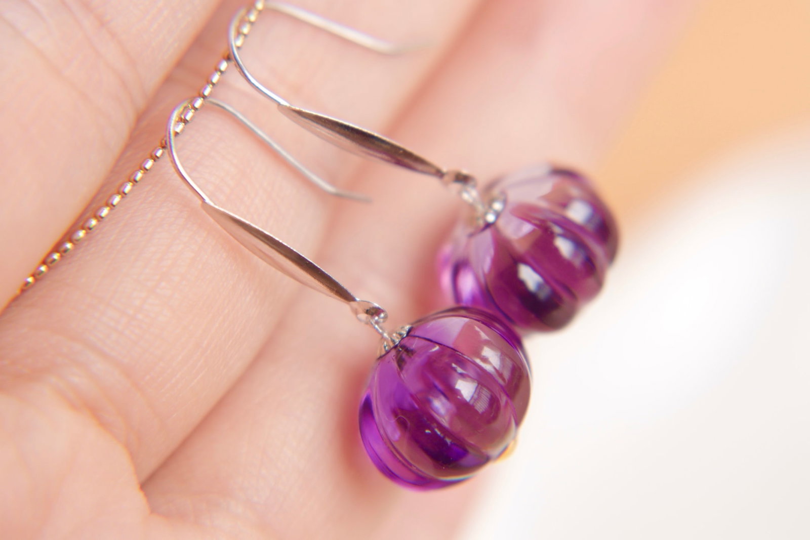 18K Gold Amethyst Earrings - 10