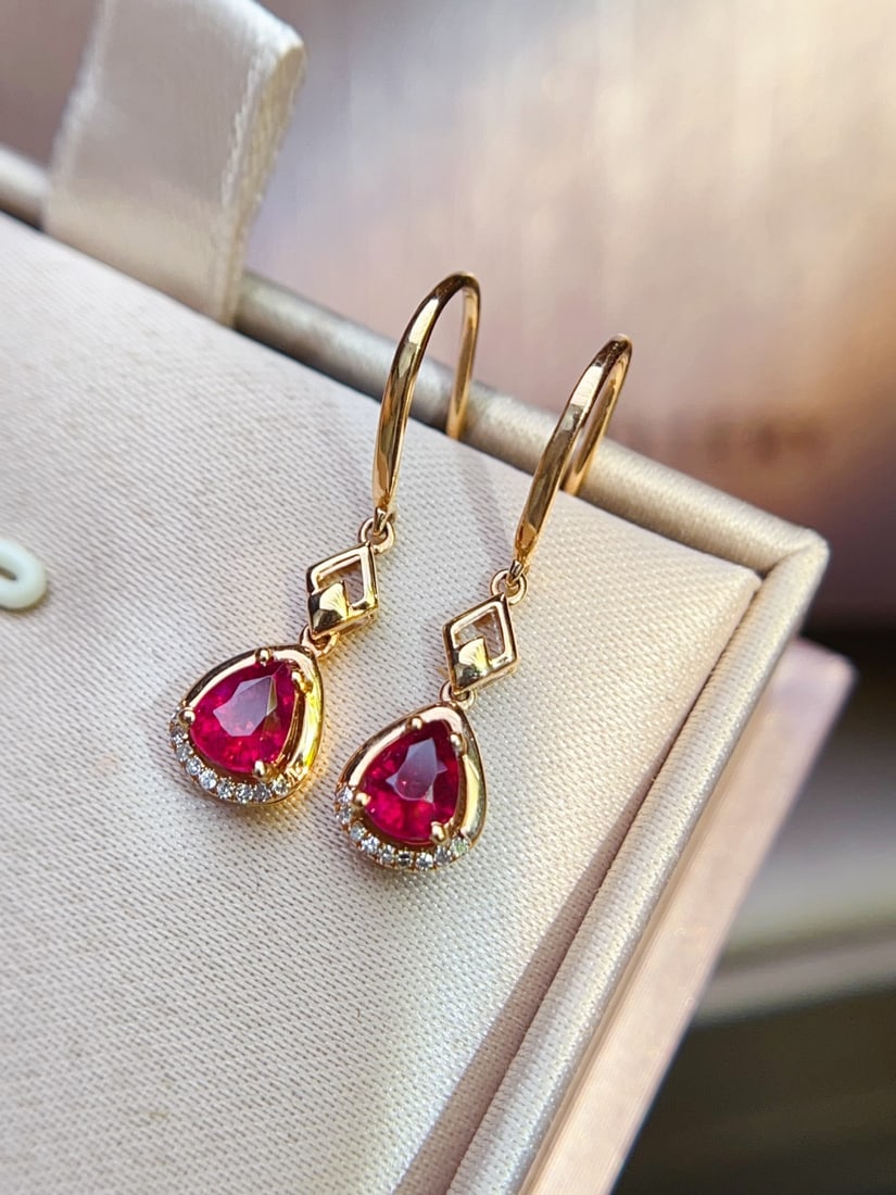 18K Gold Tourmaline Earrings - 2