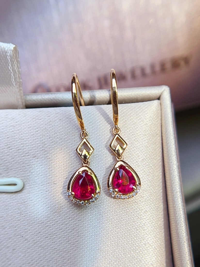 18K Gold Tourmaline Earrings - 3