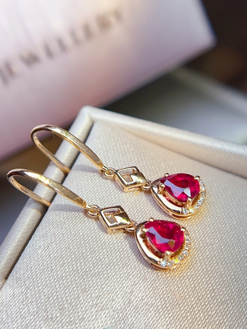 18K Gold Tourmaline Earrings - 4