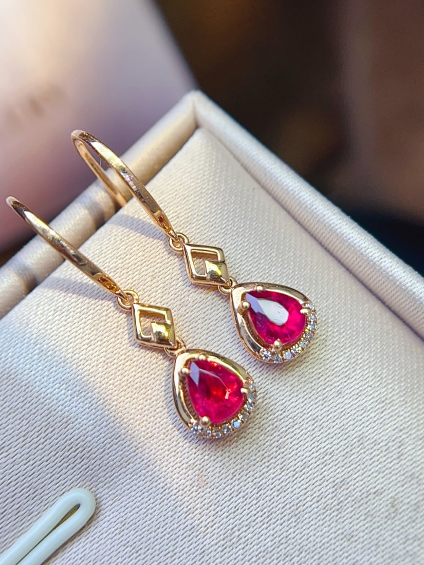 18K Gold Tourmaline Earrings - 5
