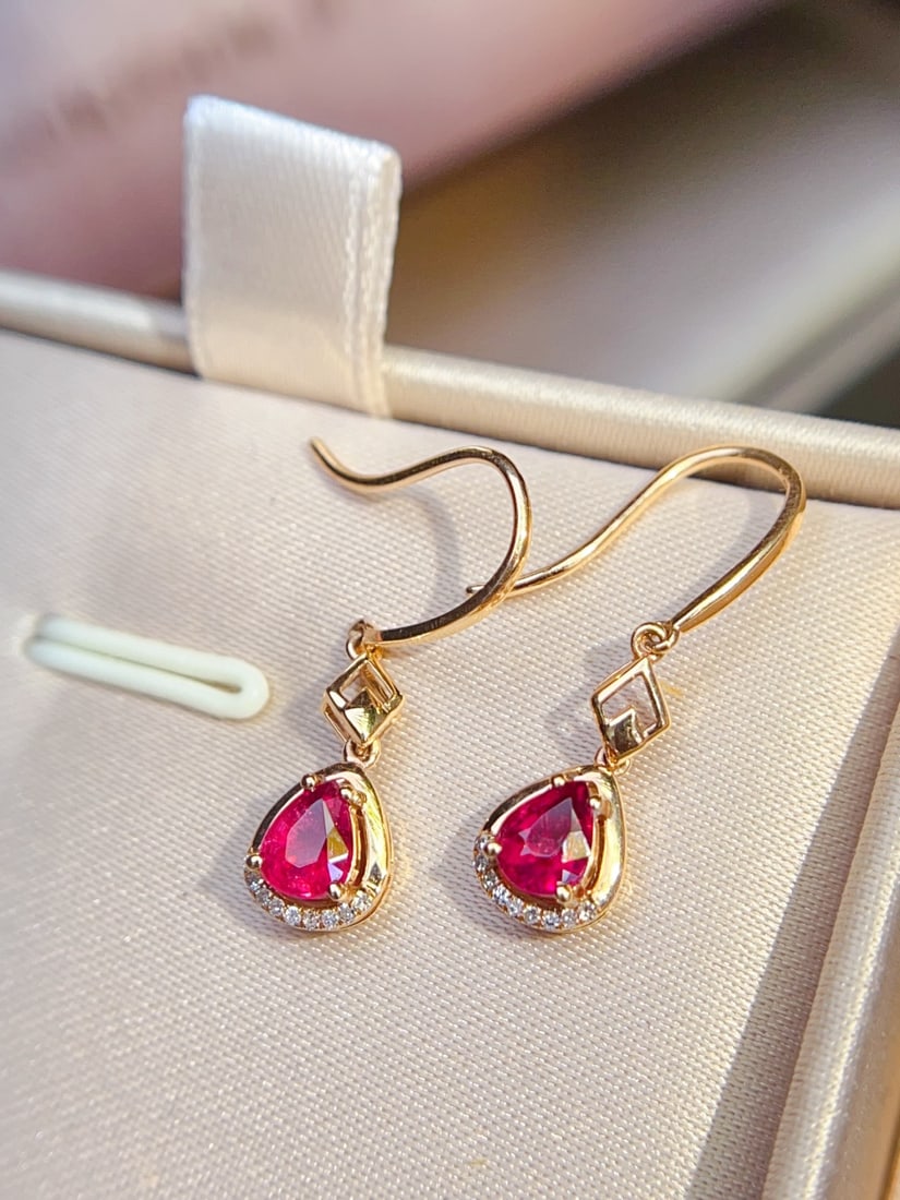 18K Gold Tourmaline Earrings - 6