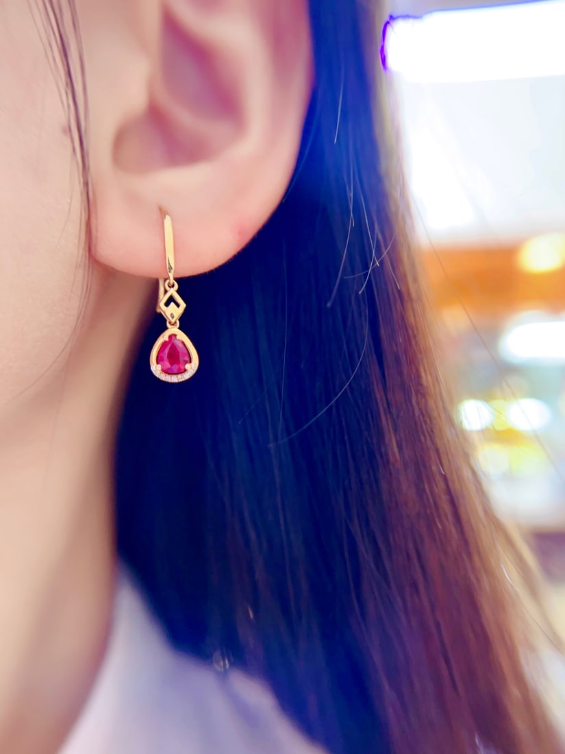 18K Gold Tourmaline Earrings - 7
