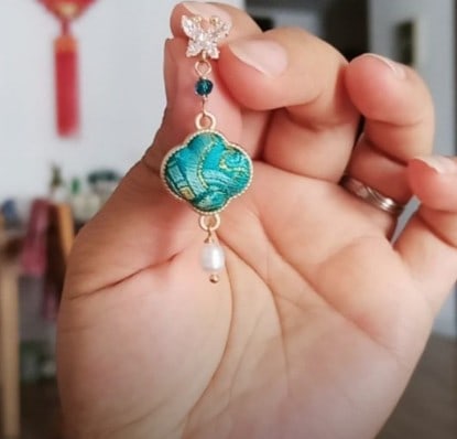 Song Brocade Clover Earrings - 4
