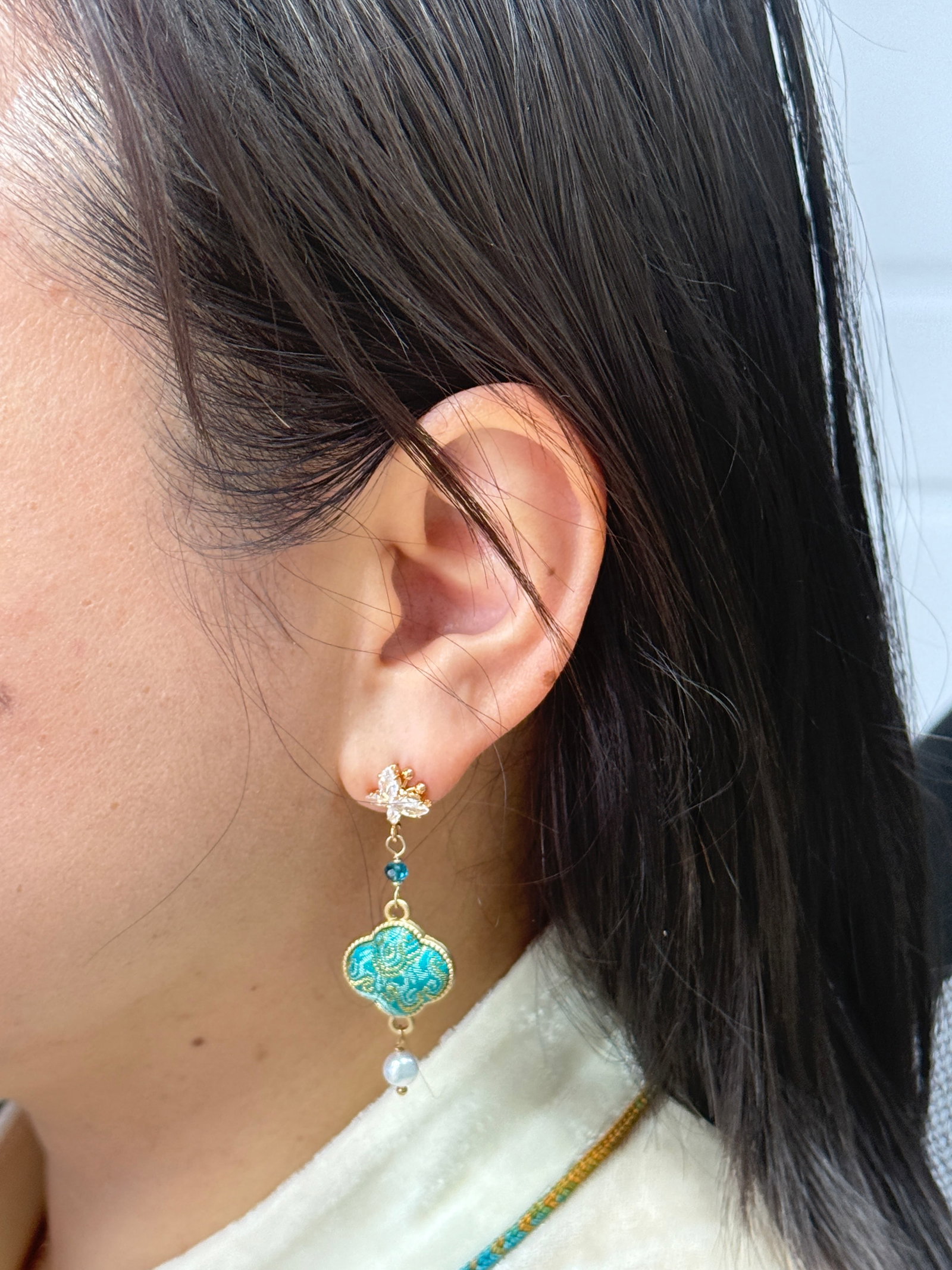 Song Brocade Clover Earrings - 6