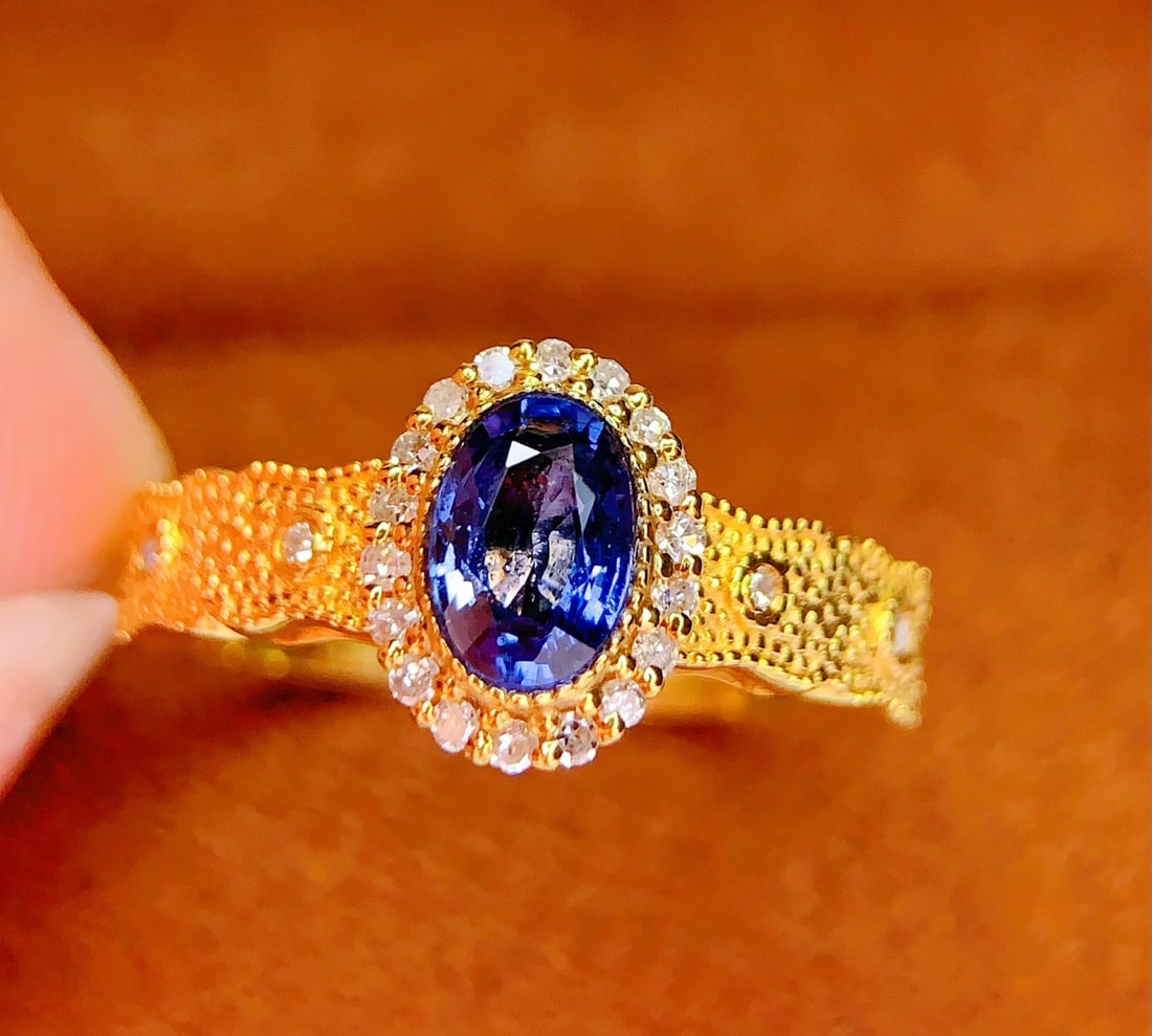 18K Gold Natural Sapphire Ring - 4