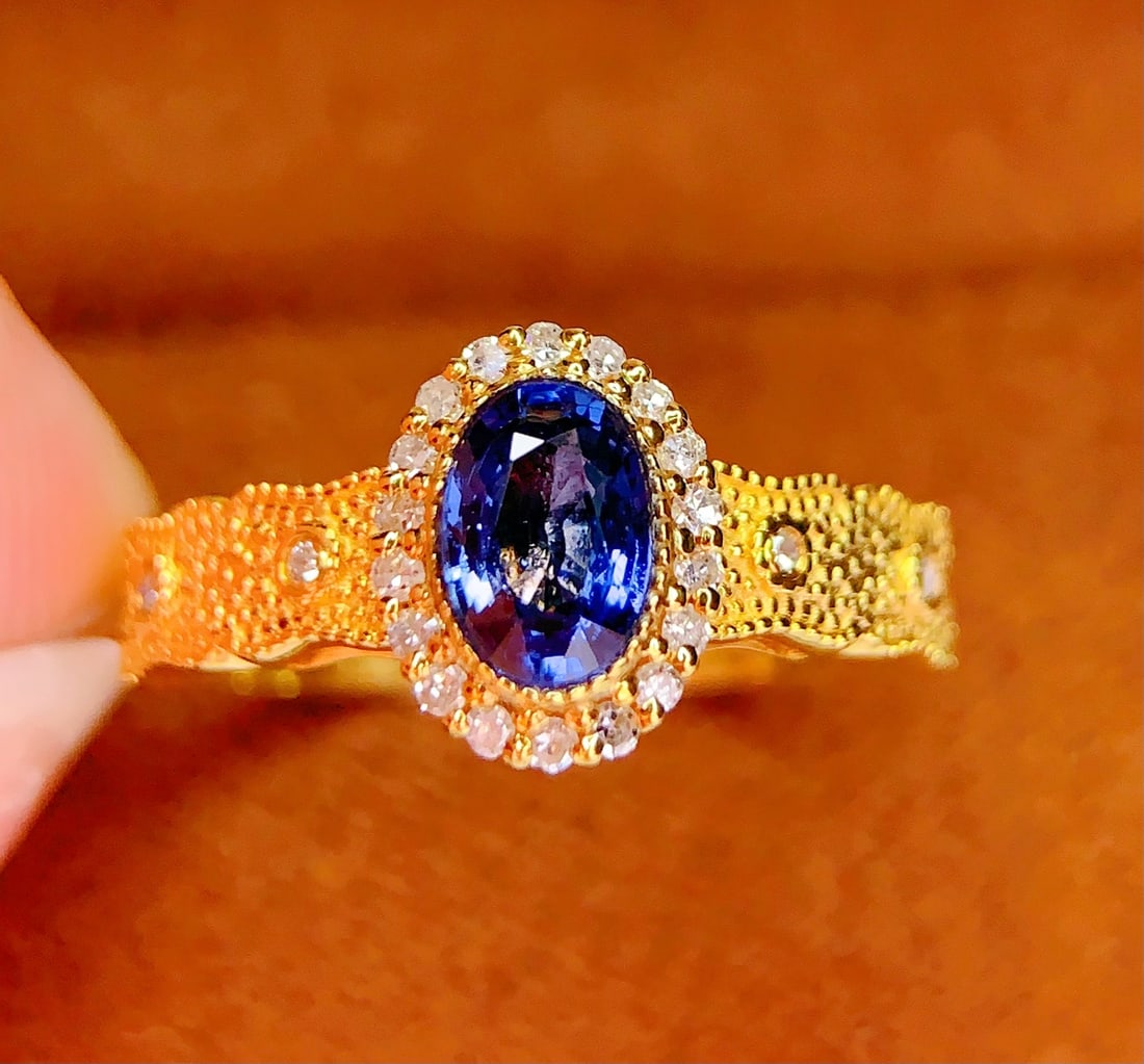 18K Gold Natural Sapphire Ring - 6