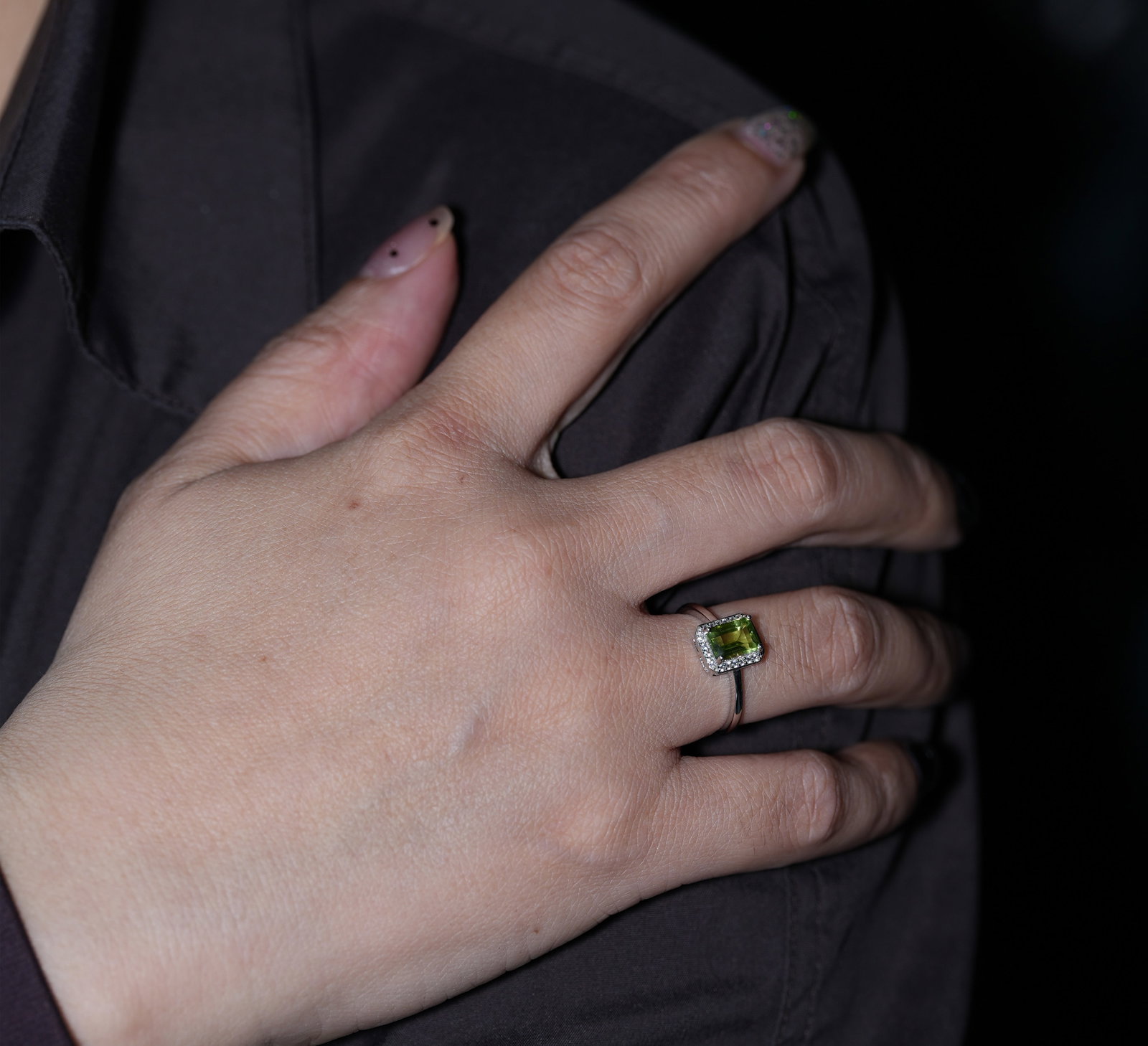 S925 sterling silver ring set with natural peridot - 11