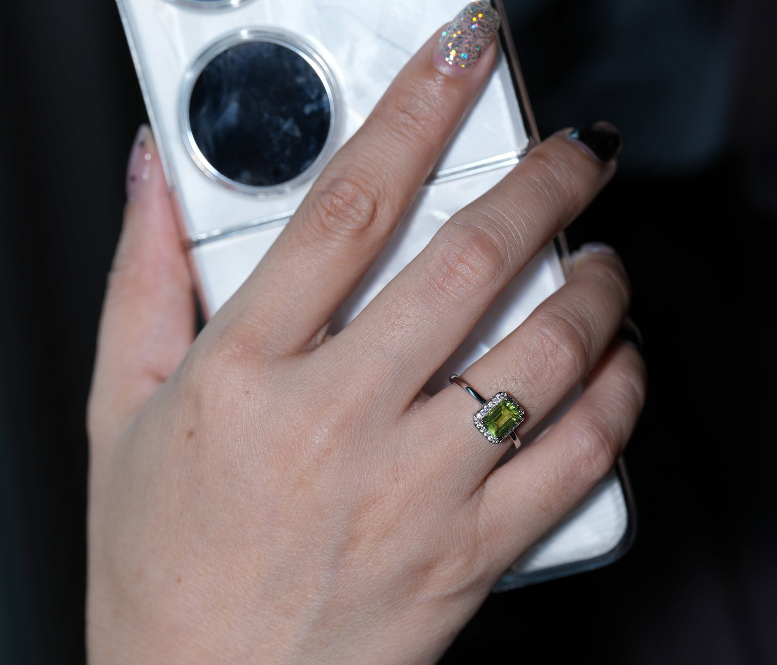 S925 sterling silver ring set with natural peridot - 12