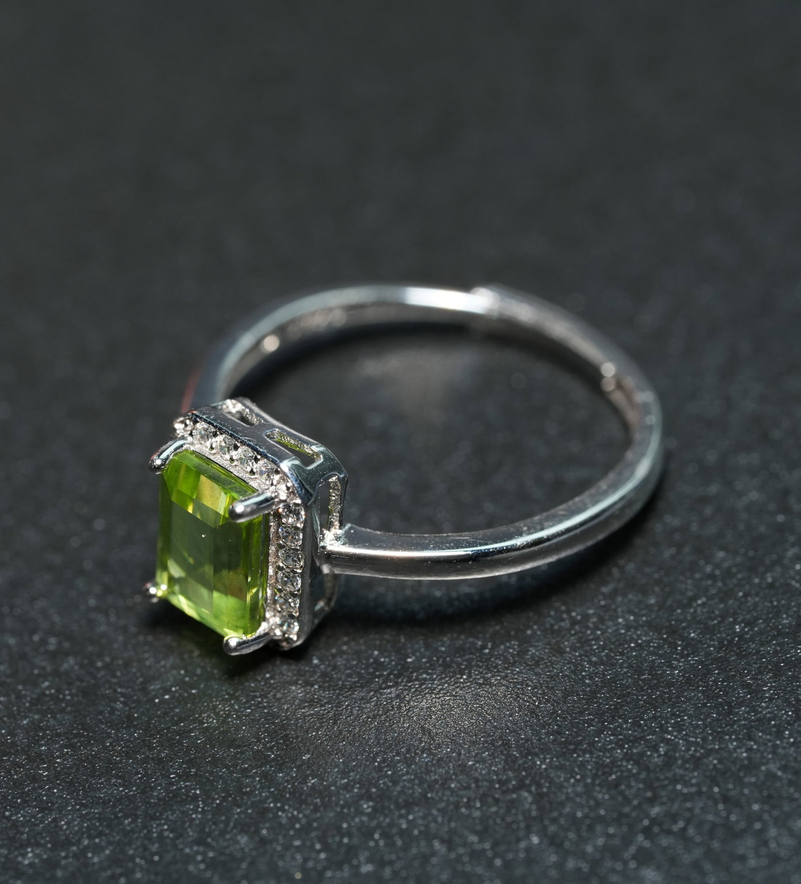S925 sterling silver ring set with natural peridot - 5