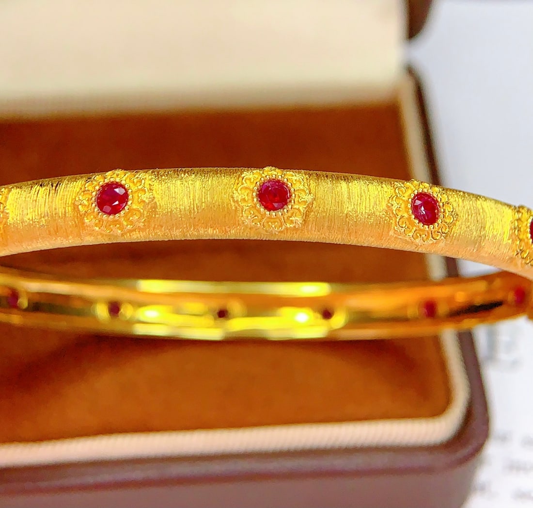 18K Gold Natural Ruby Bracelet - 2