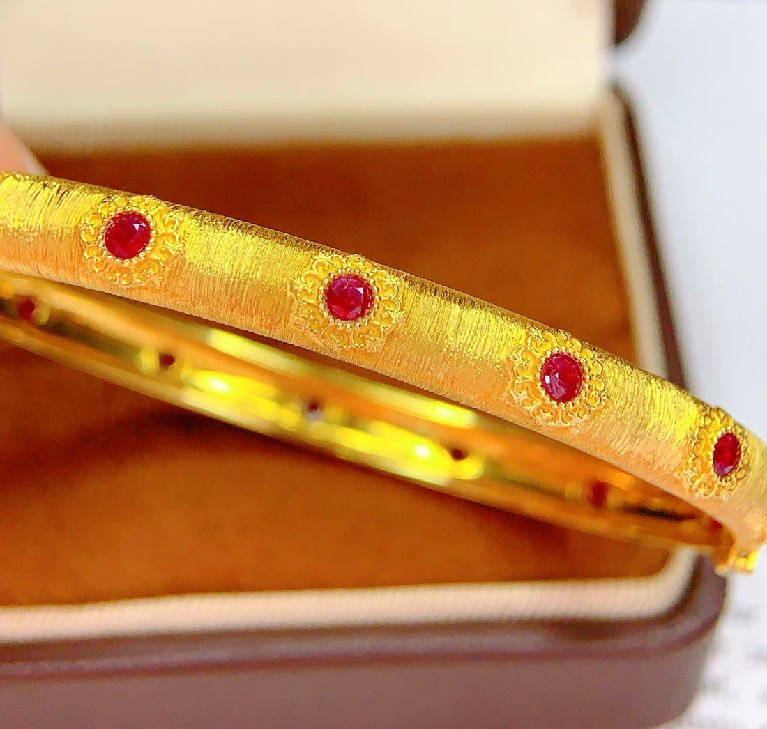 18K Gold Natural Ruby Bracelet - 3