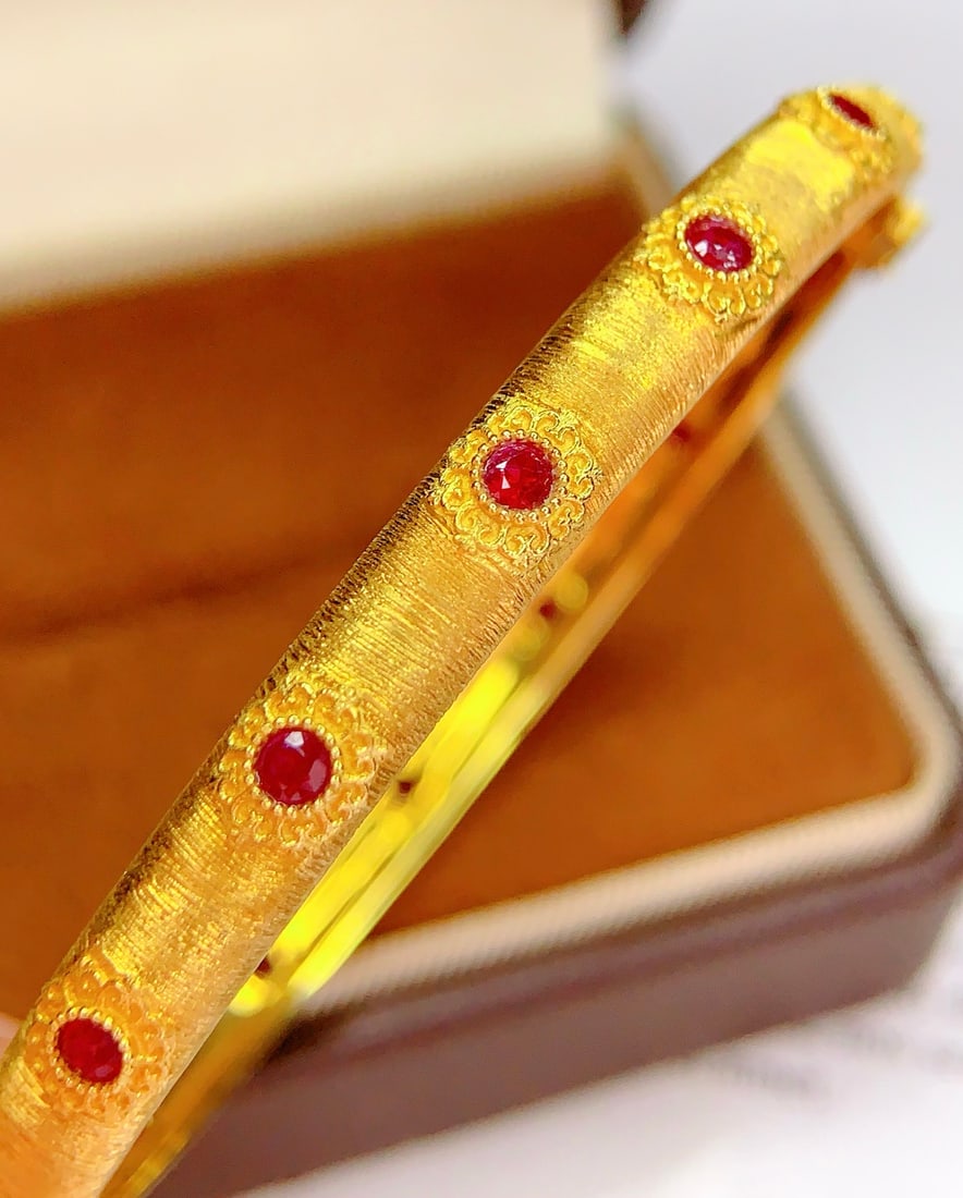 18K Gold Natural Ruby Bracelet - 4