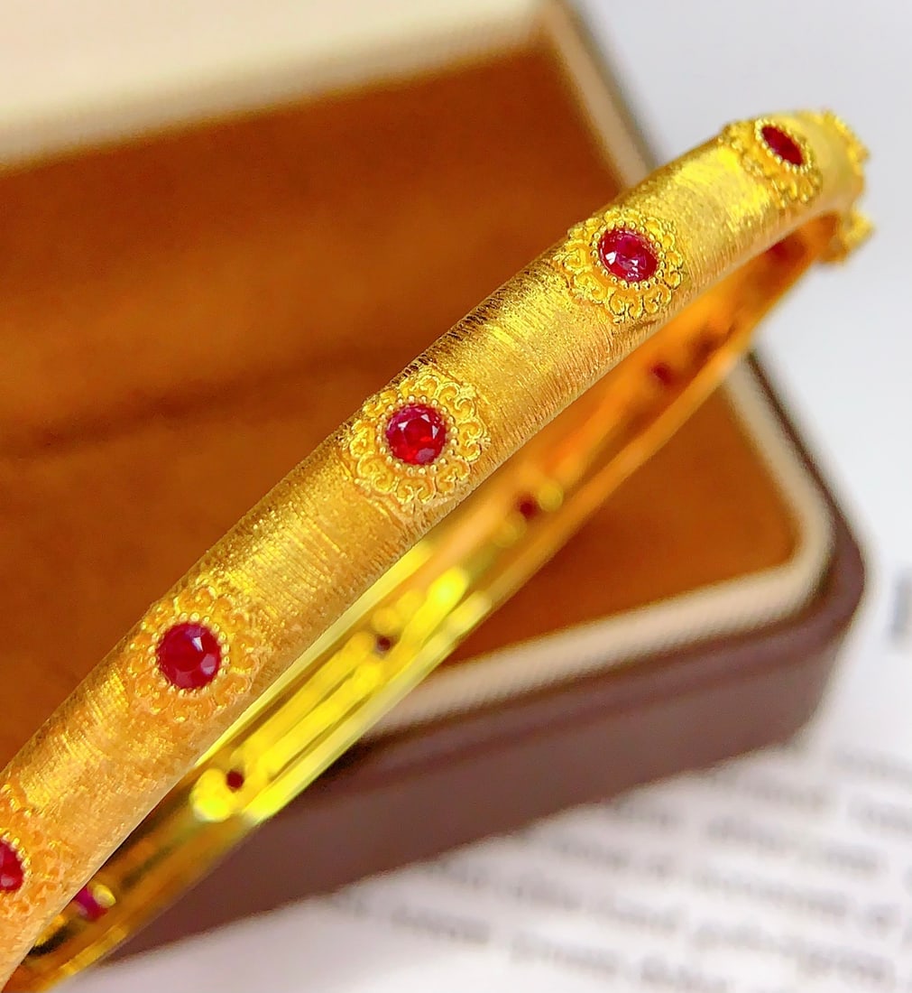 18K Gold Natural Ruby Bracelet - 5