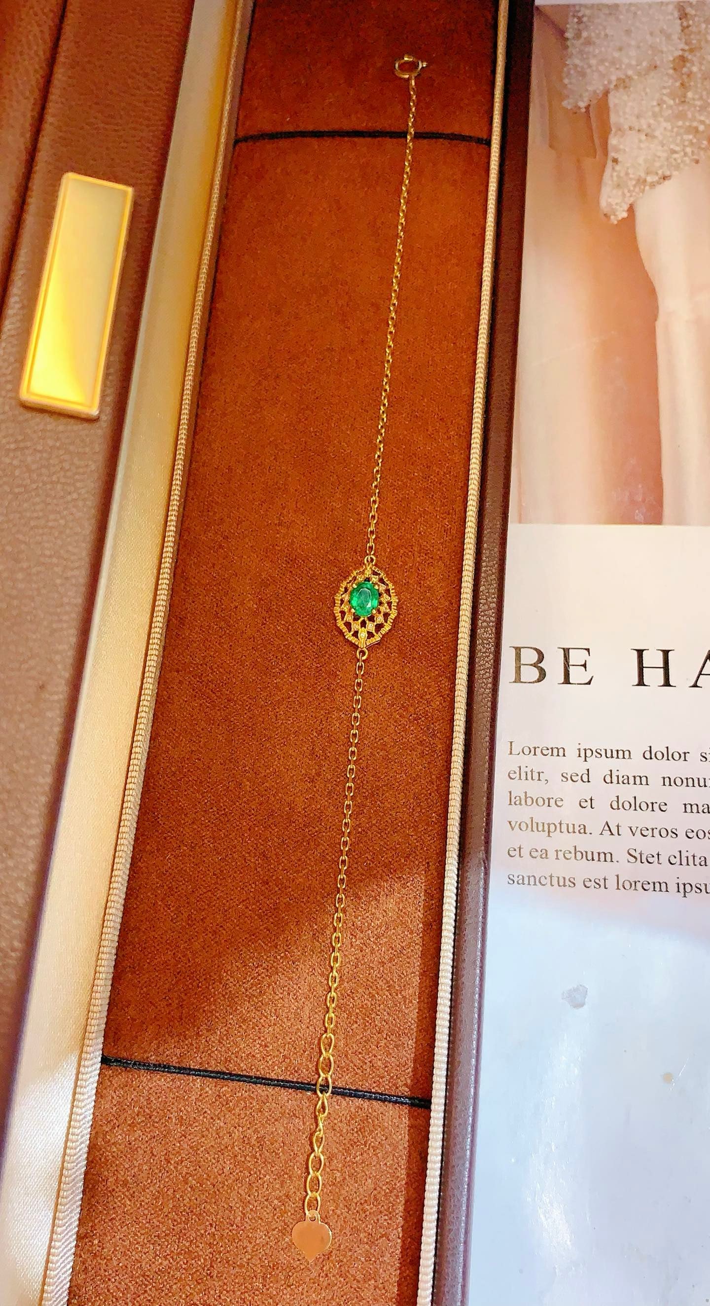 18K Gold Natural Emerald Bracelet - 6