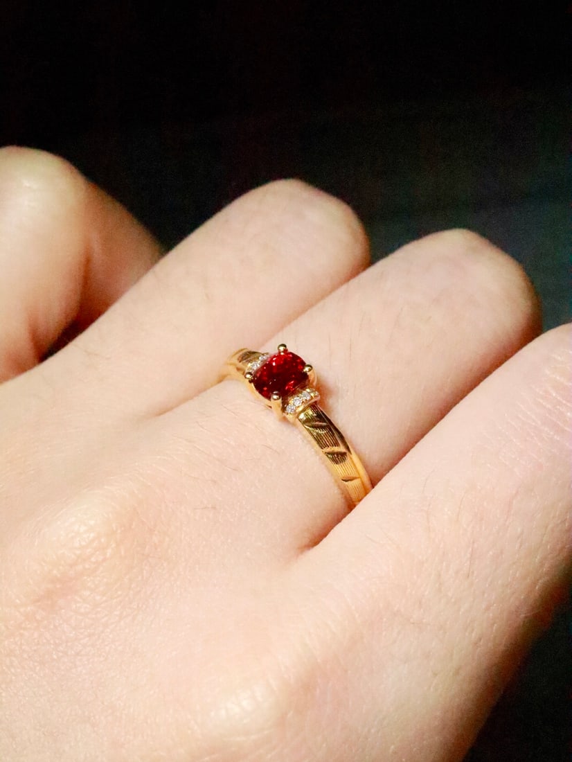 18K Gold Natural Spinel Ring - 6