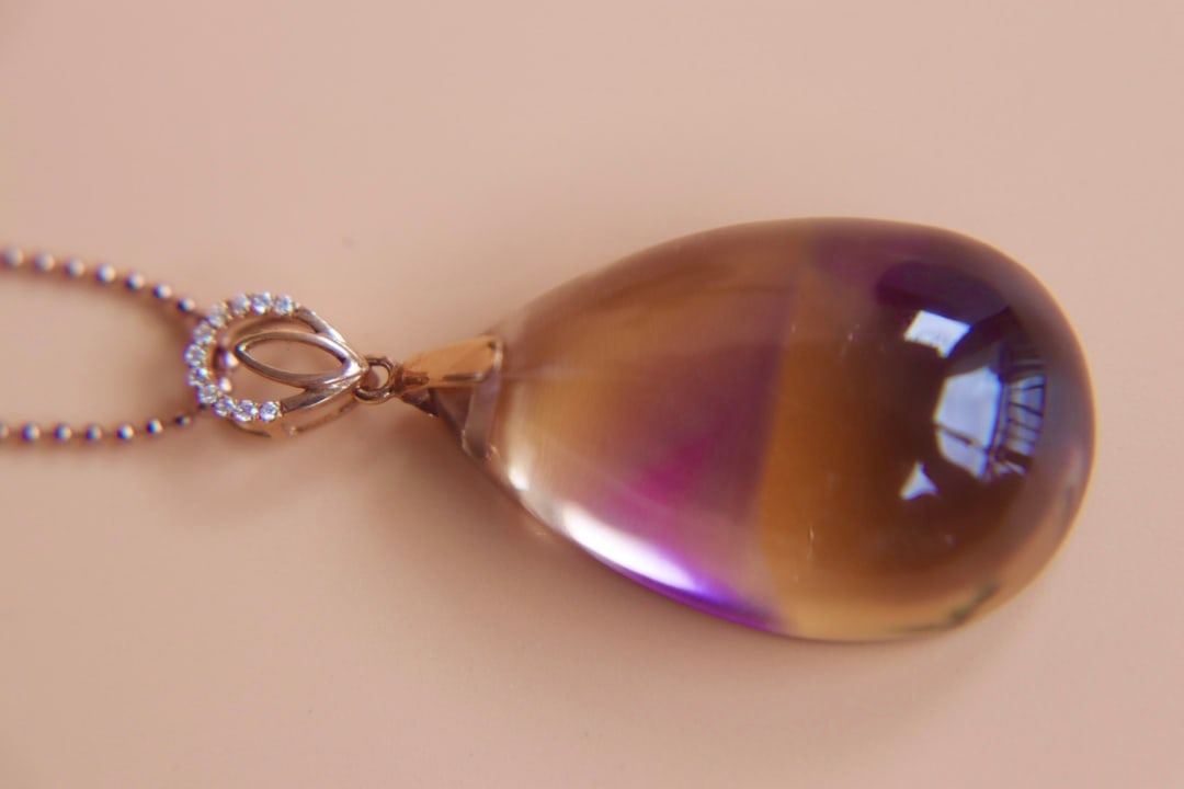 18K Gold Bi-color Ametrine Diamond Pendant - 3