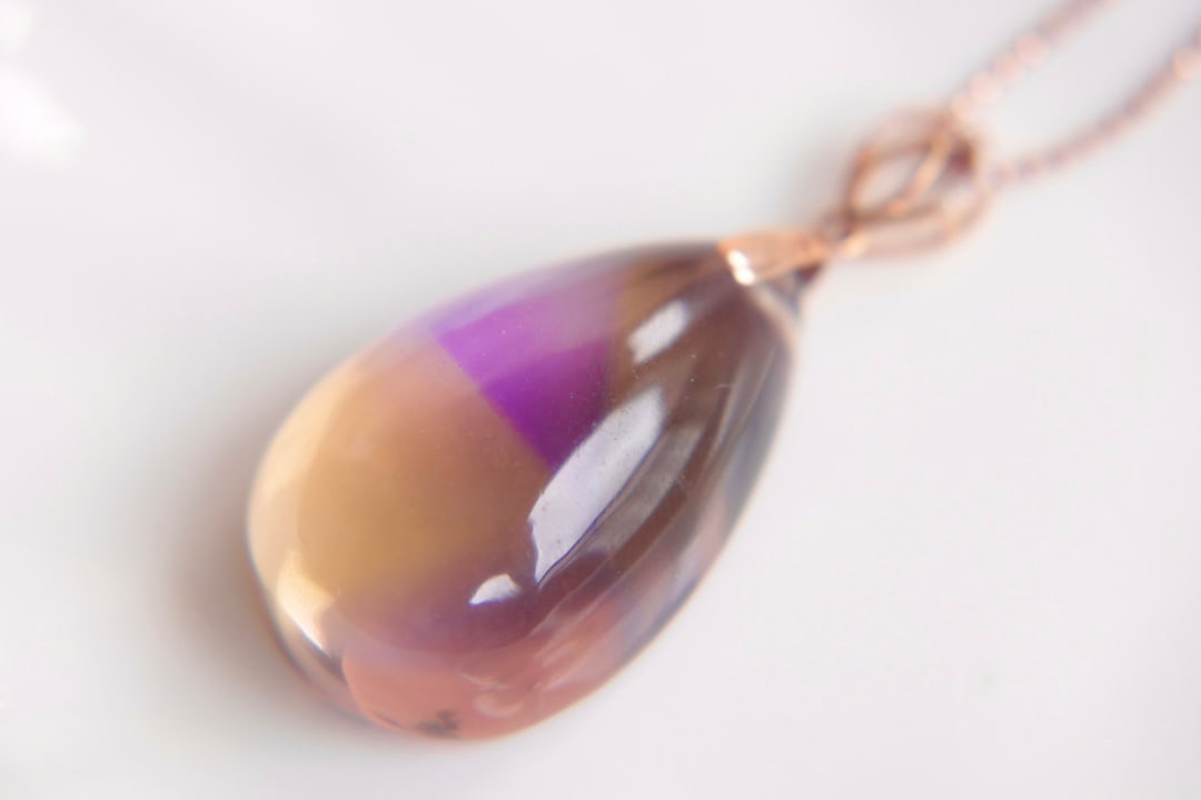 18K Gold Bi-color Ametrine Diamond Pendant - 4