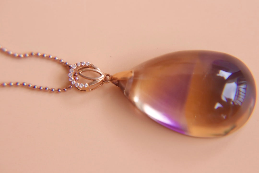 18K Gold Bi-color Ametrine Diamond Pendant - 7